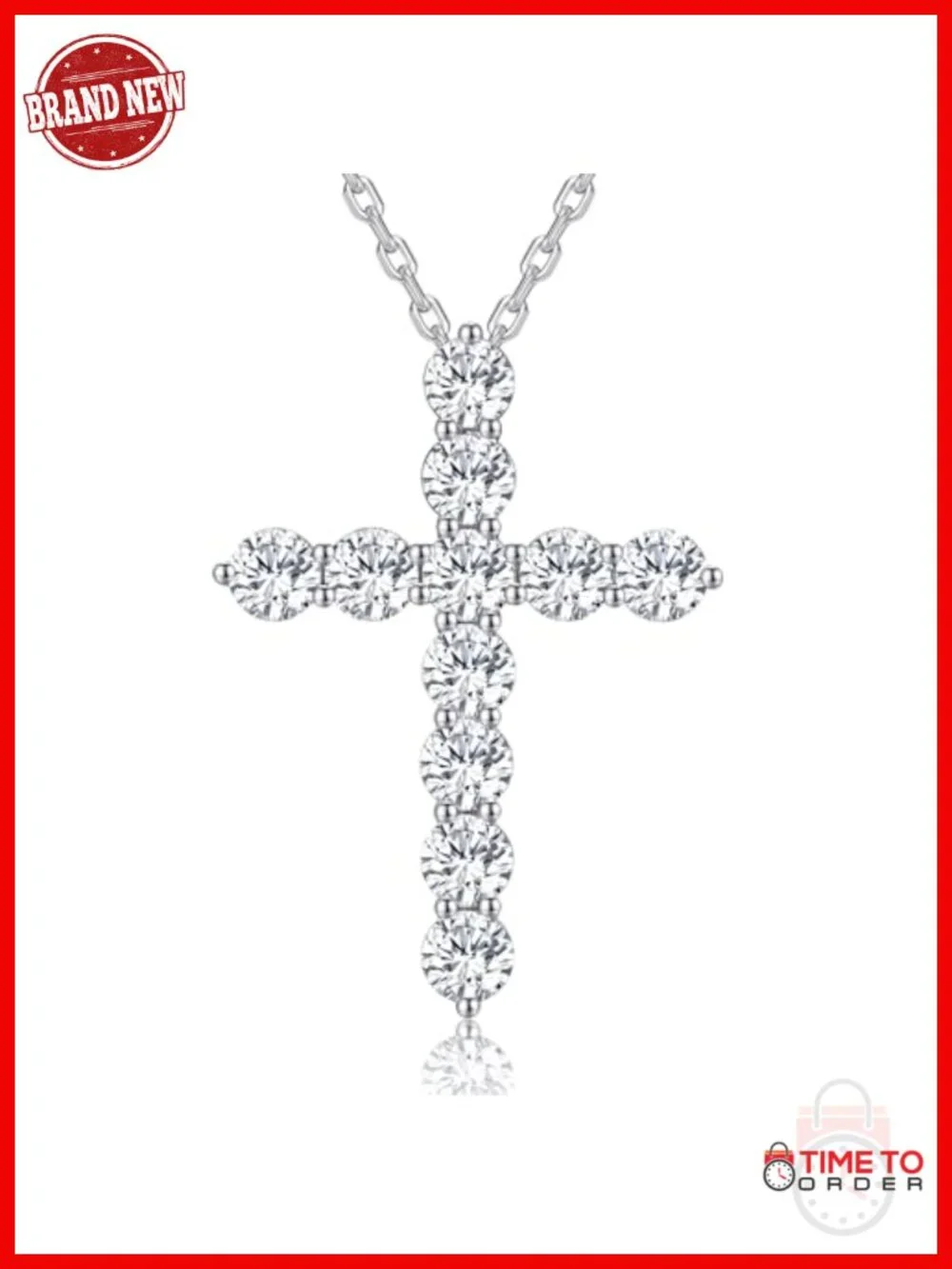 Sterling Silver Moissanite Cross Pendant Necklace Christian Gift